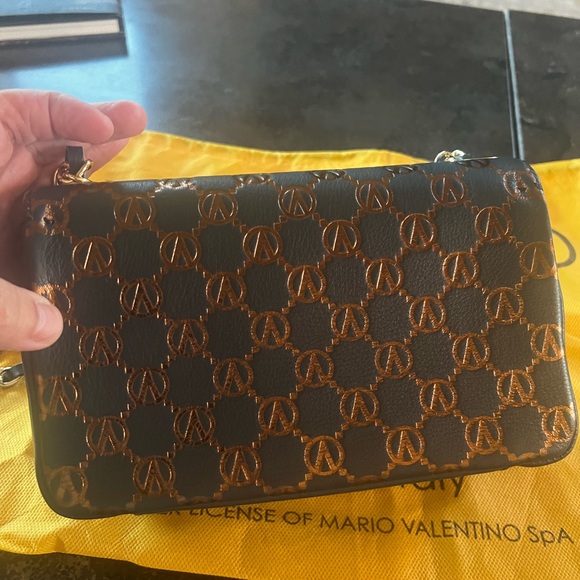 Valentino by Mario Navy and Bronze Crossbody Bag with Chain Strap - Picture 8 of 8